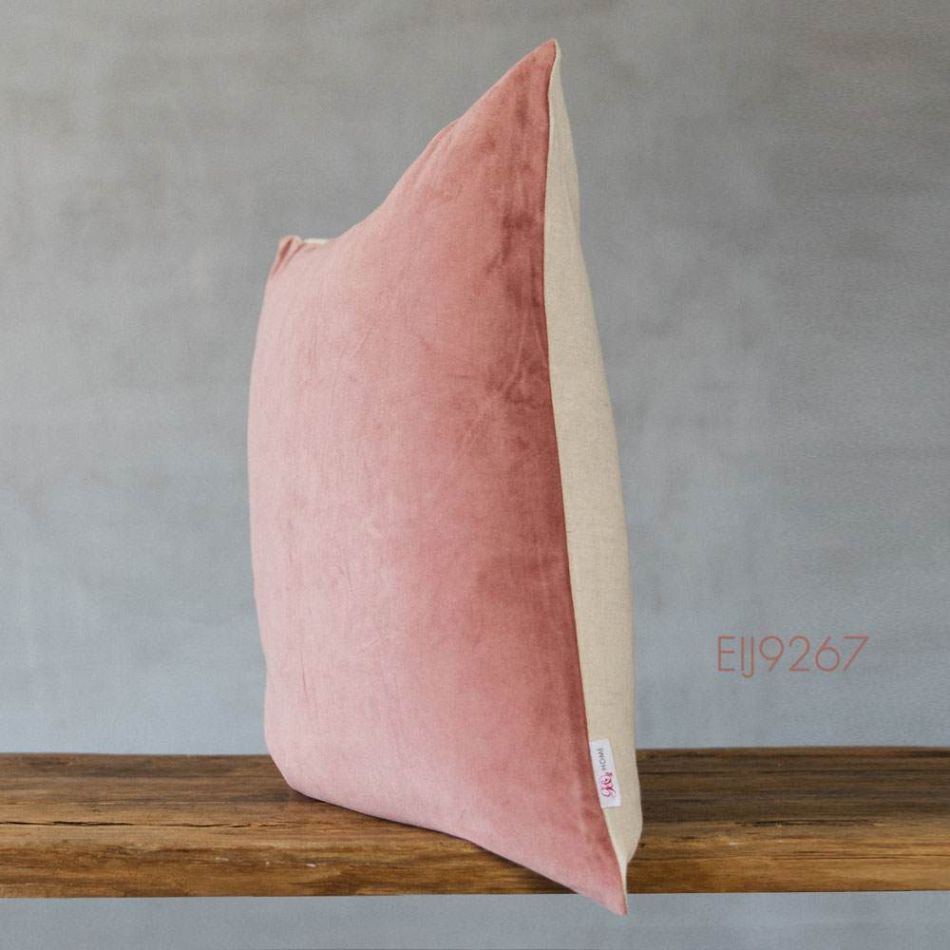Large Candy Pink Velvet and Linen Backed Cushion 