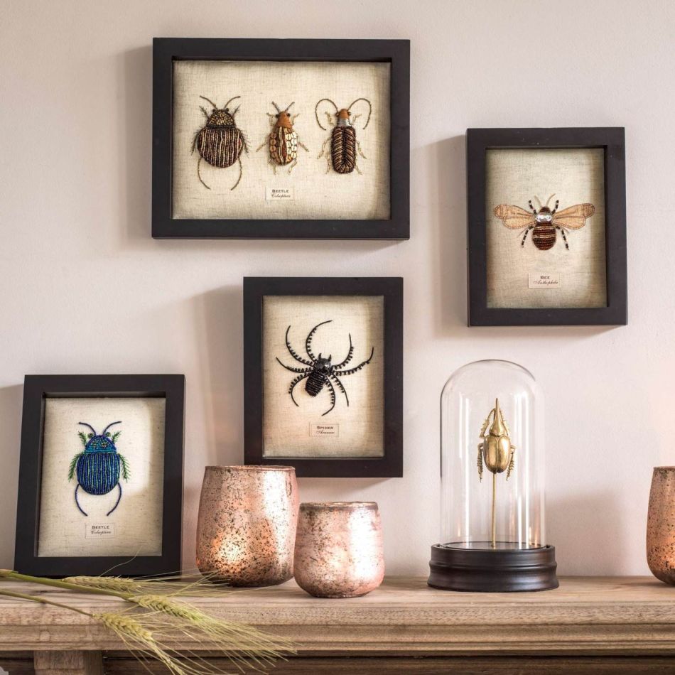 Framed Embroidered Insects