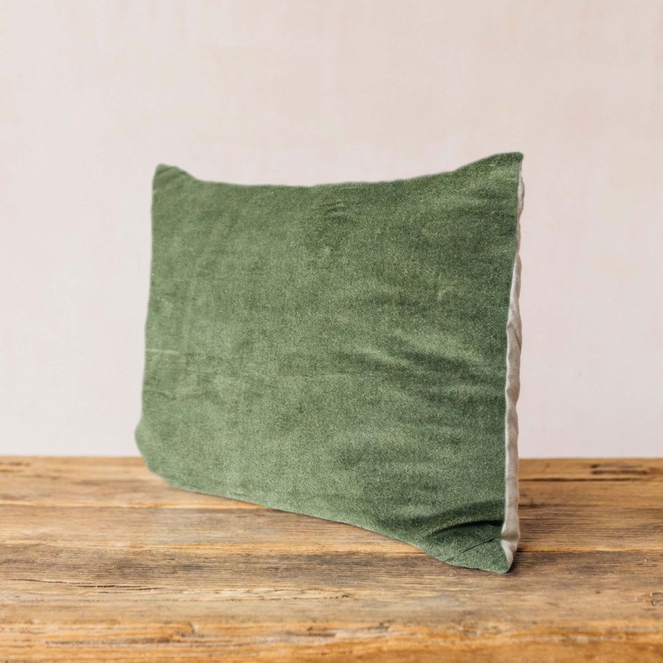 moss green velvet pillows
