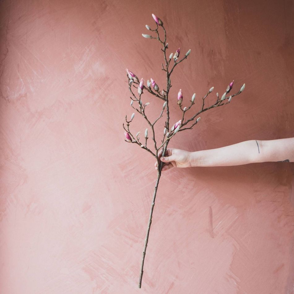 Faux Pink Magnolia Branch