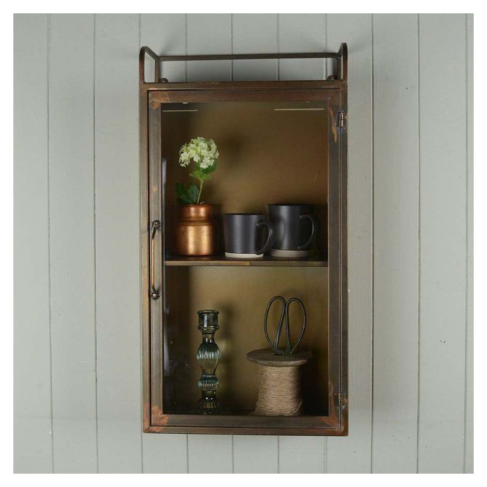 Antiqued Brass Wall Cabinet