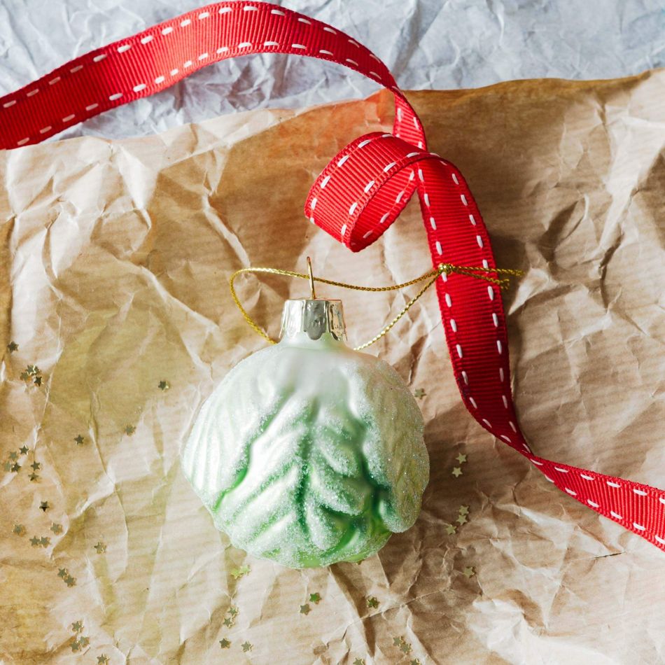 Brussels Sprout Glass Christmas Tree Decoration
