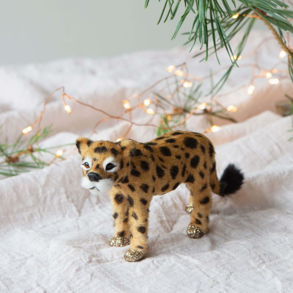 Carlo the Cheetah Faux Fur Christmas Tree Decoration