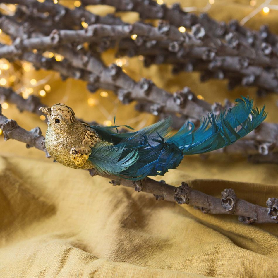 Gold and Blue Bird Clip