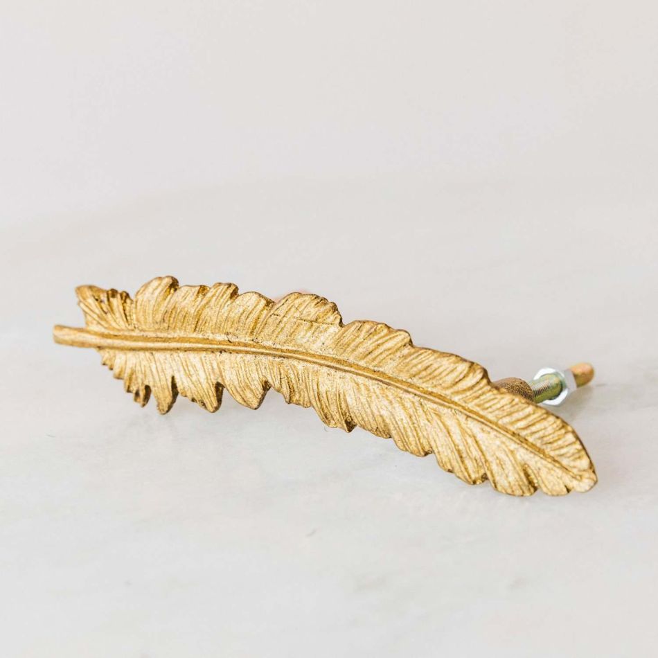 Antiqued Gold Feather Door Knob