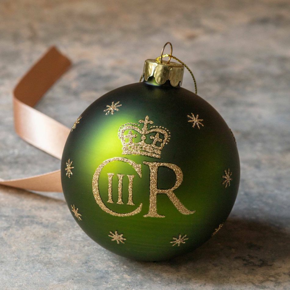 Royal Coronation Green Christmas Tree Bauble