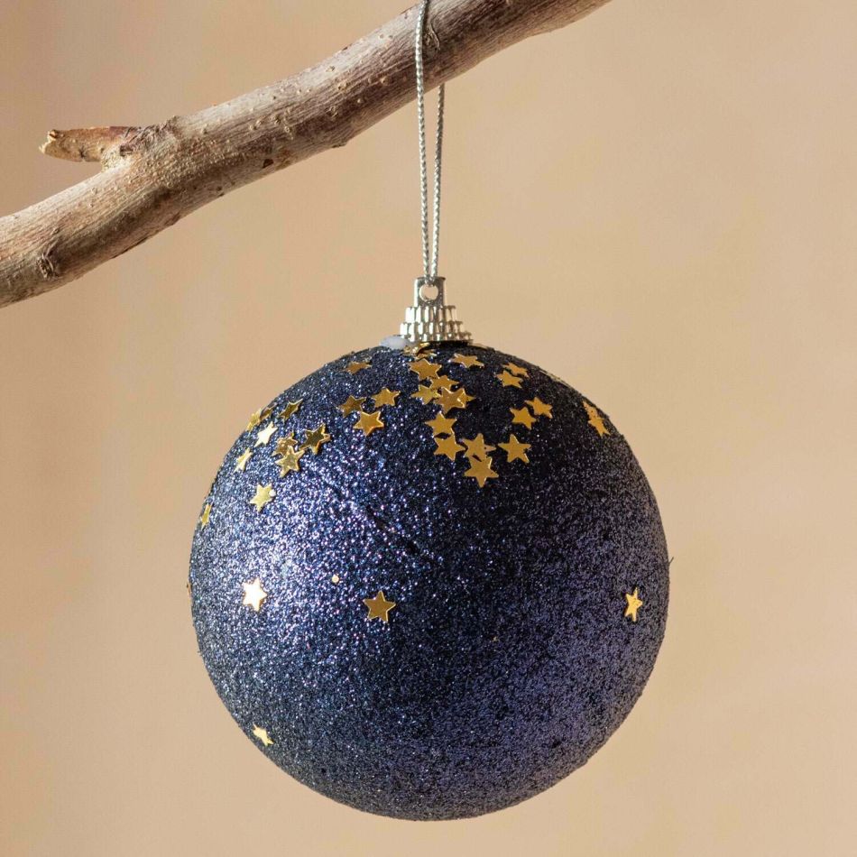 Gold Starry Blue Christmas Tree Bauble