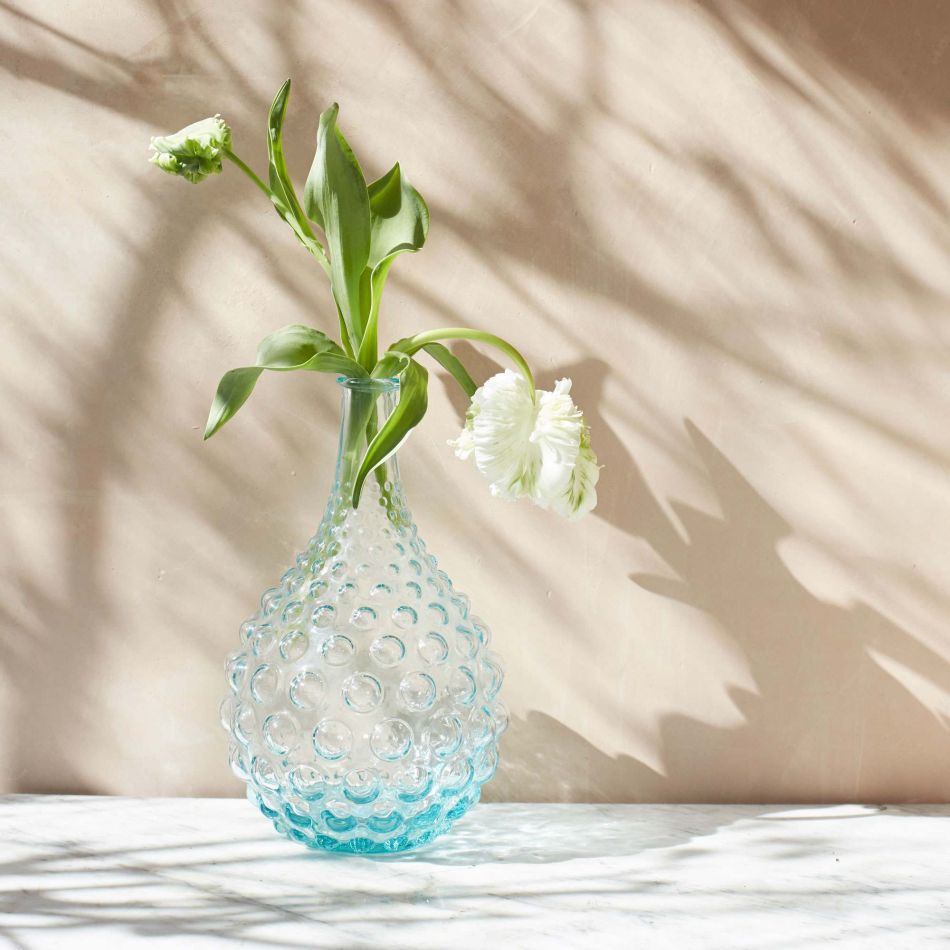 Large Glass Stem Bubble Vase