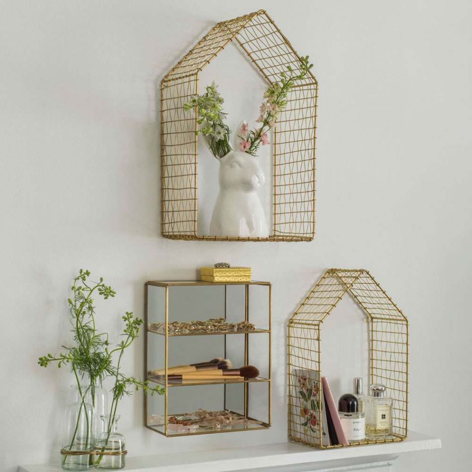 Set of Two Brass House Shelves