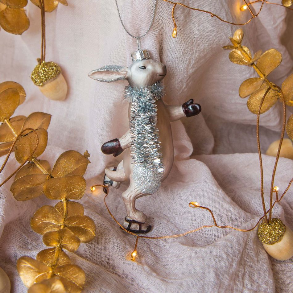 Skating Hare With Tinsel Scarf