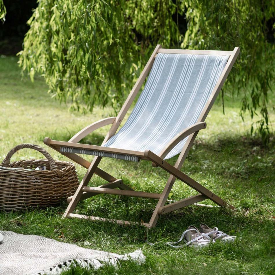 Earl Grey Stripe Rocking Deck Chair