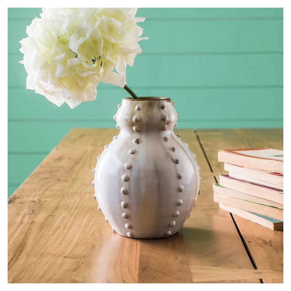White Cloudy Sea Urchin Vase
