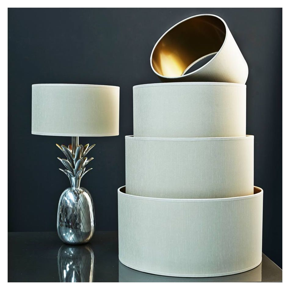 Ivory And Gold Faux Silk Shades