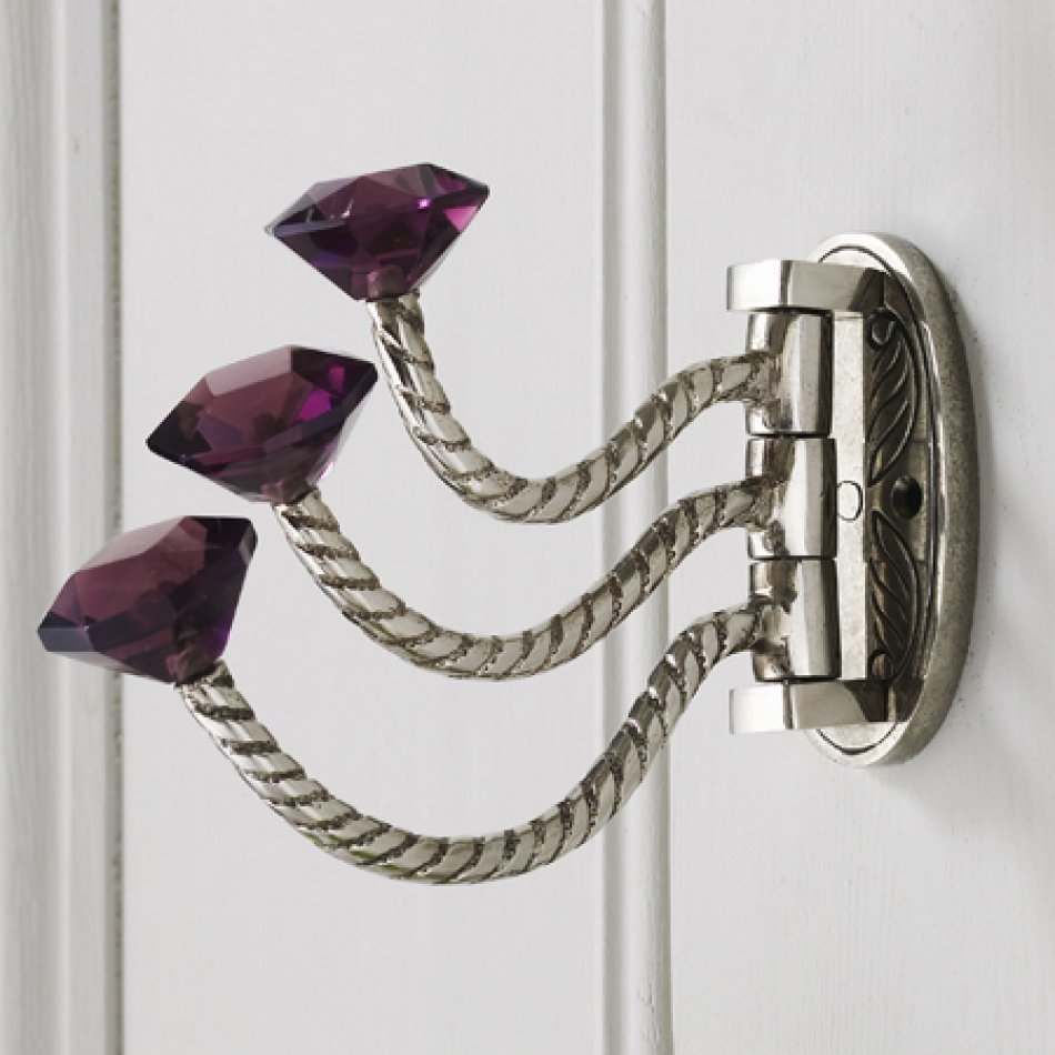 Adjustable Triple Hooks With Purple Glass Knobs