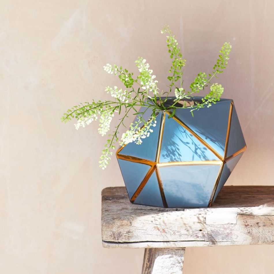 Blue Geometric Vase