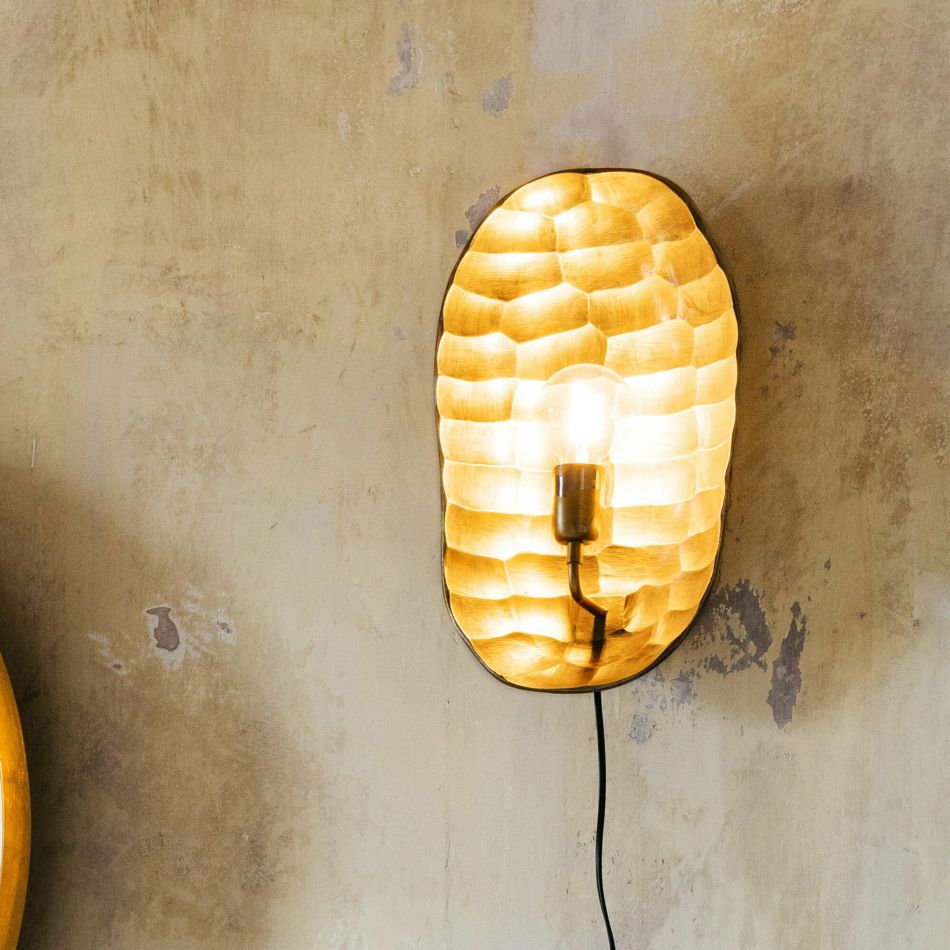 Gold Hammered Wall Light