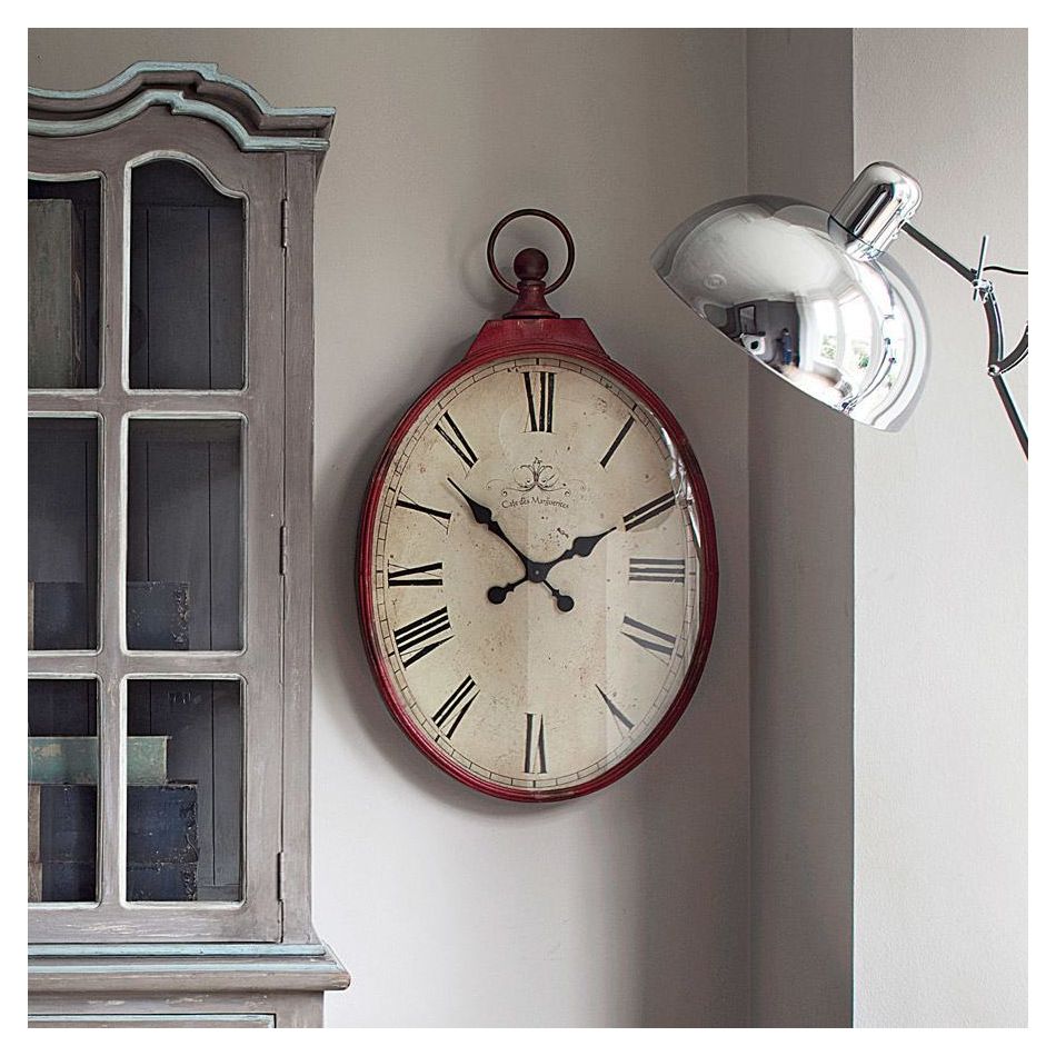 Red Oval Vintage Distressed Clock