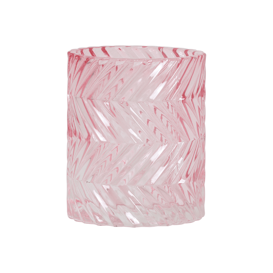 Pink Glass Arrow Tea Light Holder
