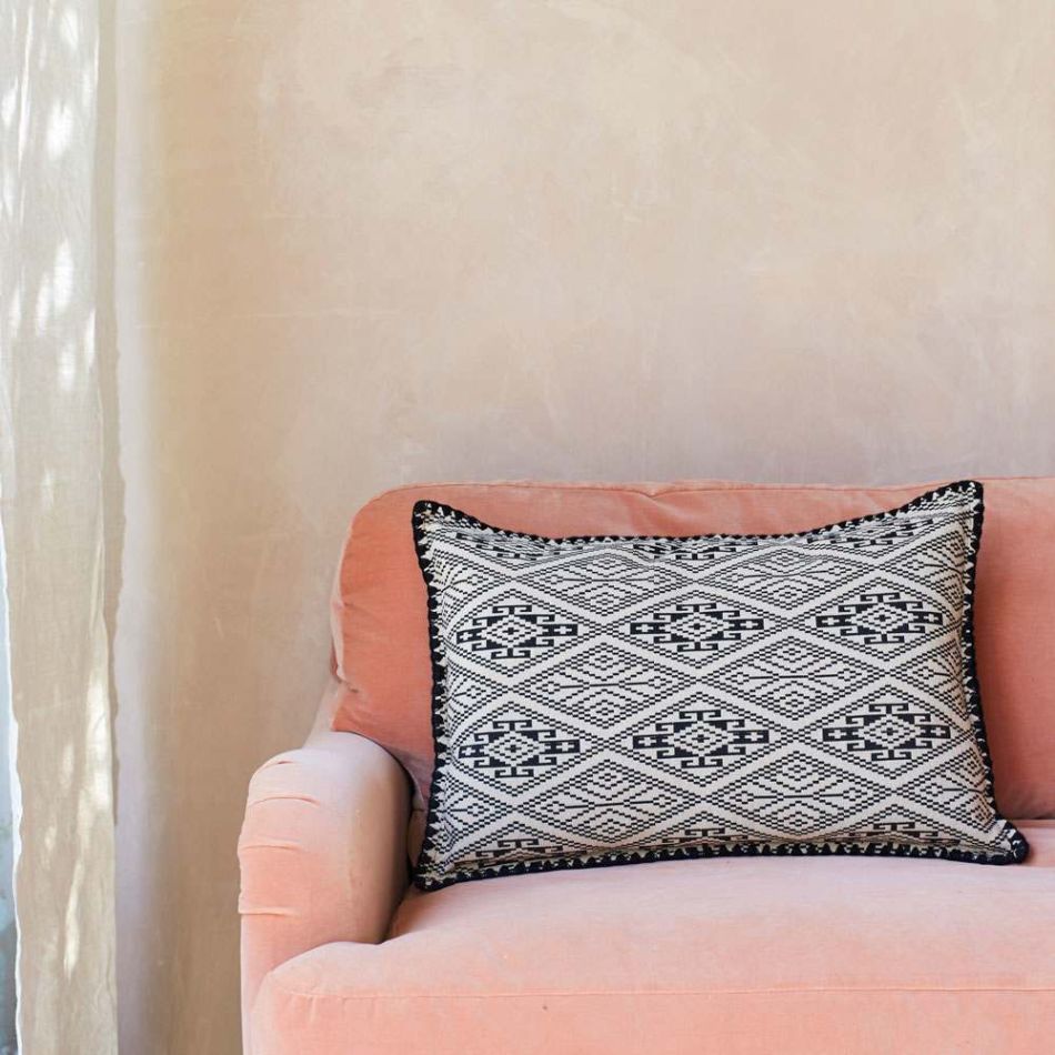 Monochrome Ikat Rectangular Cushion