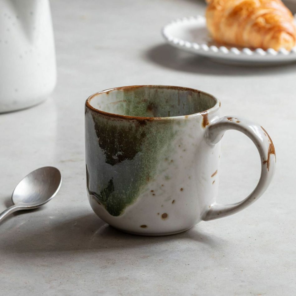 White and Green Speckled Mug
