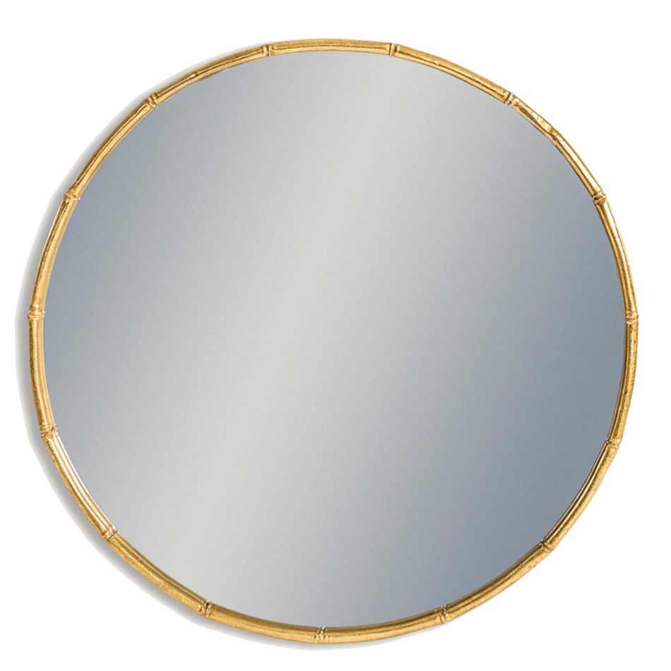 Antique Gold Round Bamboo Wall Mirror