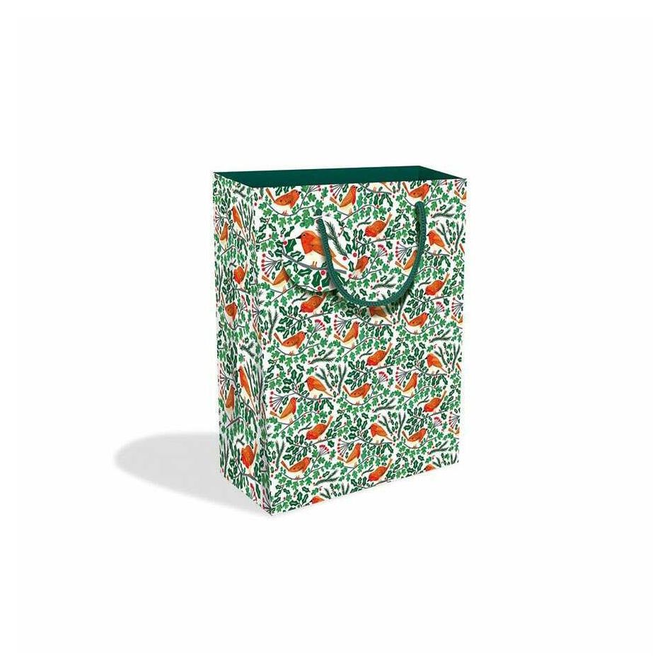Large Robins and Holly Gift Bag