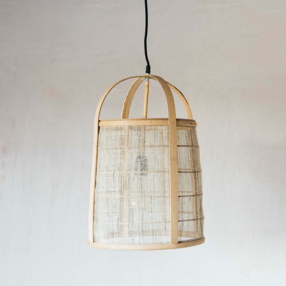 Bamboo and Linen Pendant