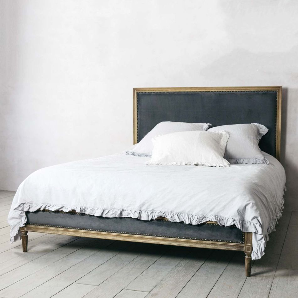 Lilian Grey Velvet King Size Bed
