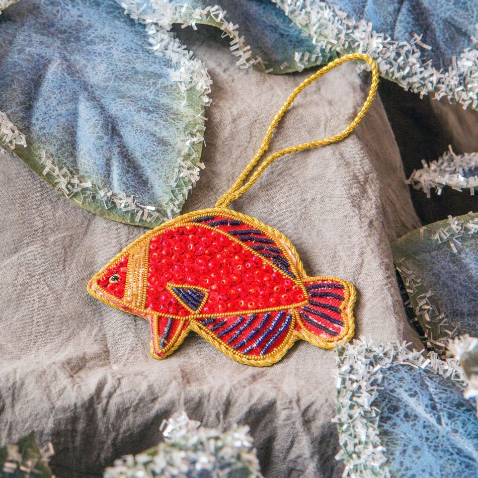 Red Beaded Fish Decoration