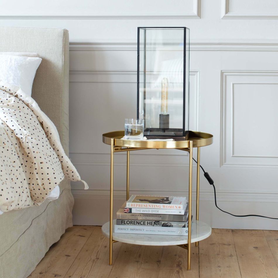 Loretta Round Gold & Marble Side Table