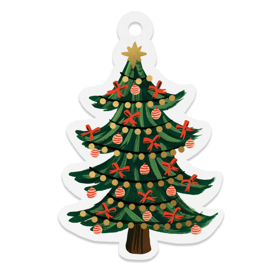 Set of Eight Pine Tree Christmas Tags