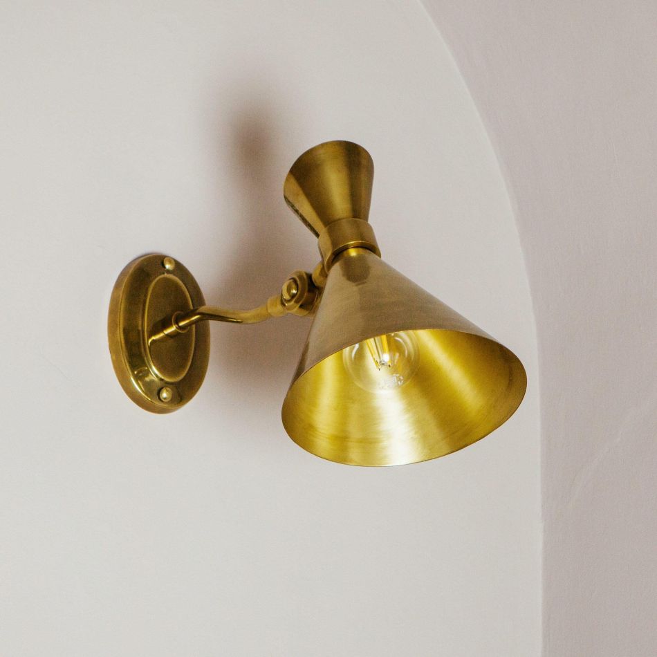 Antiqued Brass Angled Wall Light