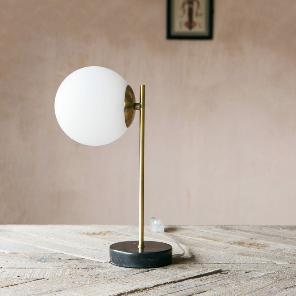 Globe and Black Marble Table Lamp