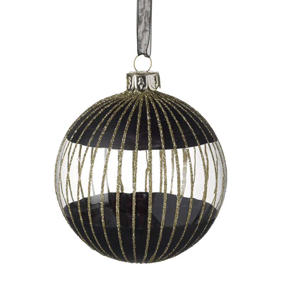 Black and Gold Stripe Ball Decoration