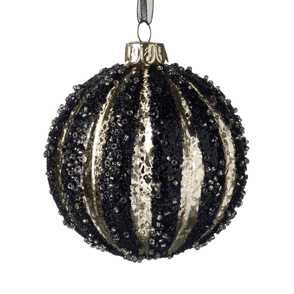 Black Bead Stripe Ball Decoration