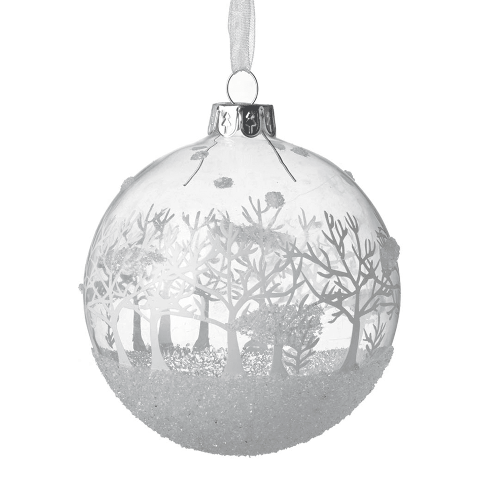 Iced White Glitter Trees Ball Decoration