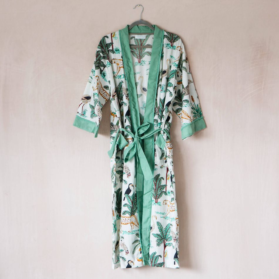 Cream Safari Print Dressing Gown | Graham & Green