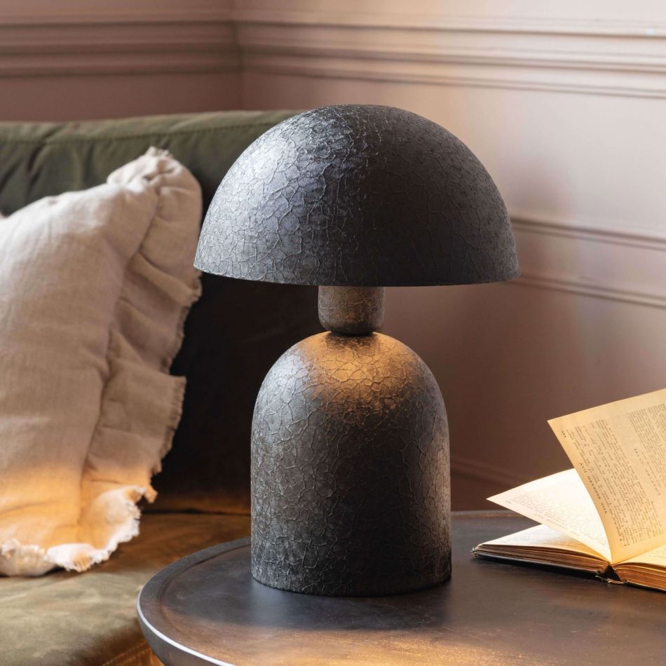 Black Textured Dome Table Lamp