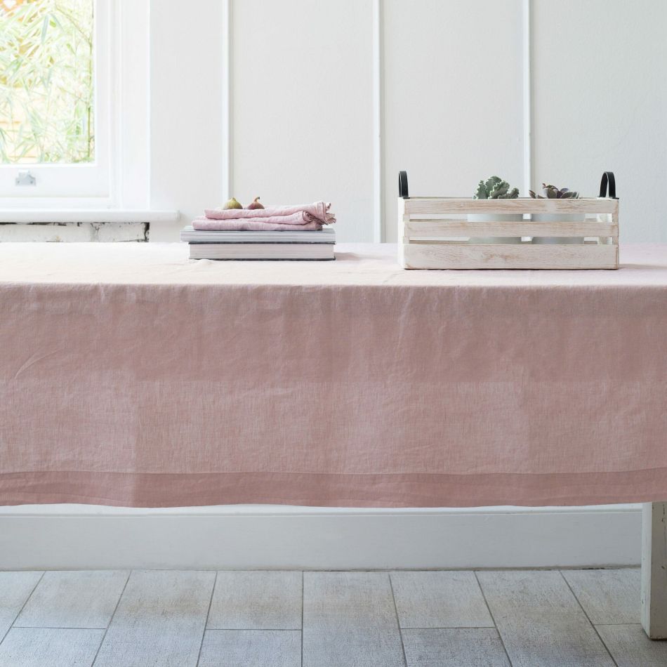 Blush Pink Linen Tablecloth