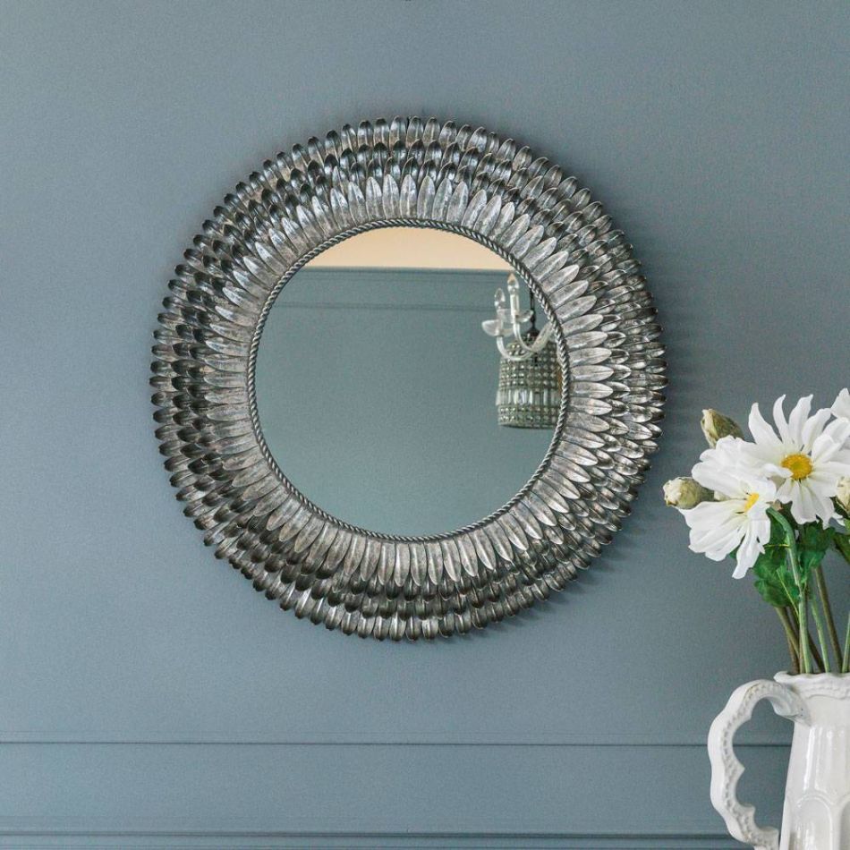 Small Silver Feather Mirror