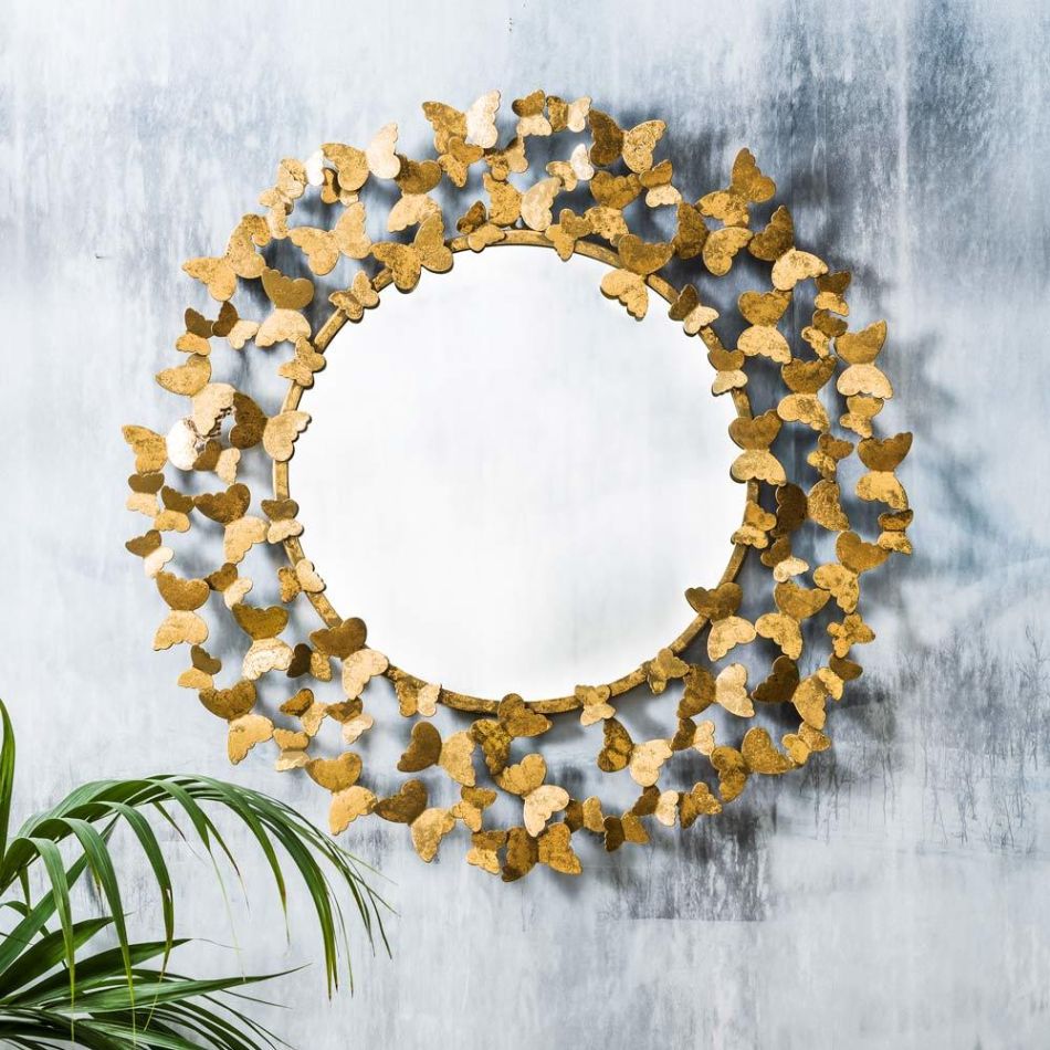 Large Gold Butterfly Mirror