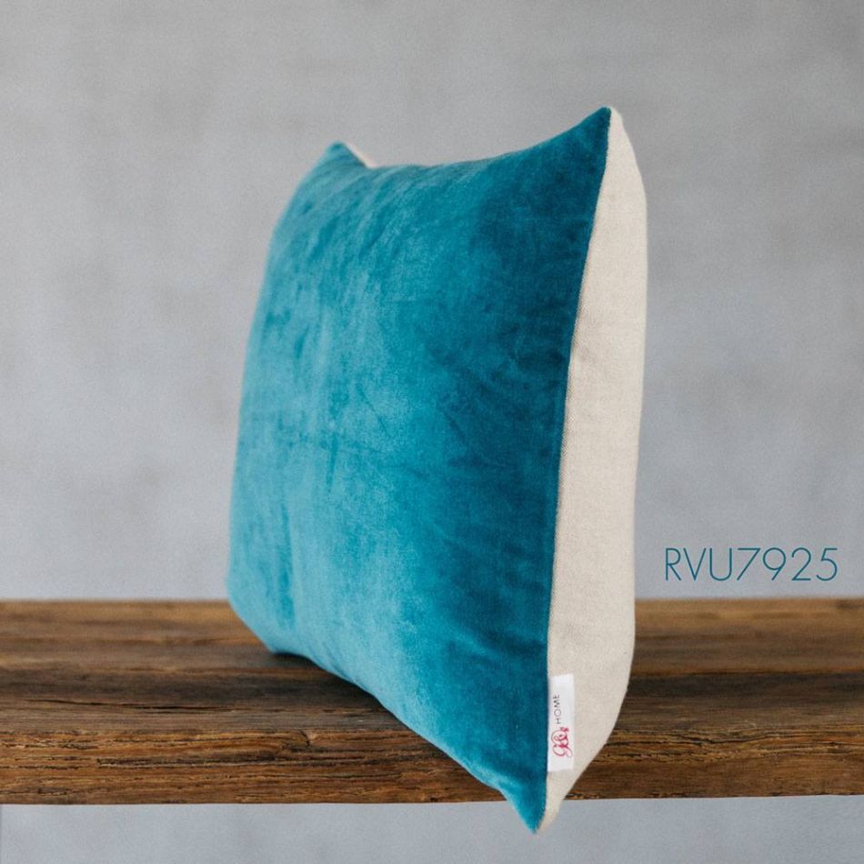 Light Blue Velvet Rectangular Cushion