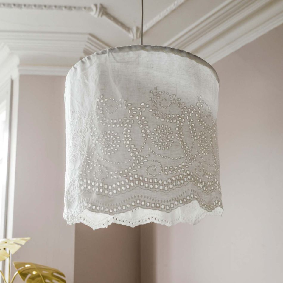 Embroidered Linen Shade