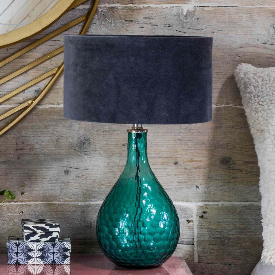 Hammered Green Glass Table Lamp, Large Green Table Lamps Uk