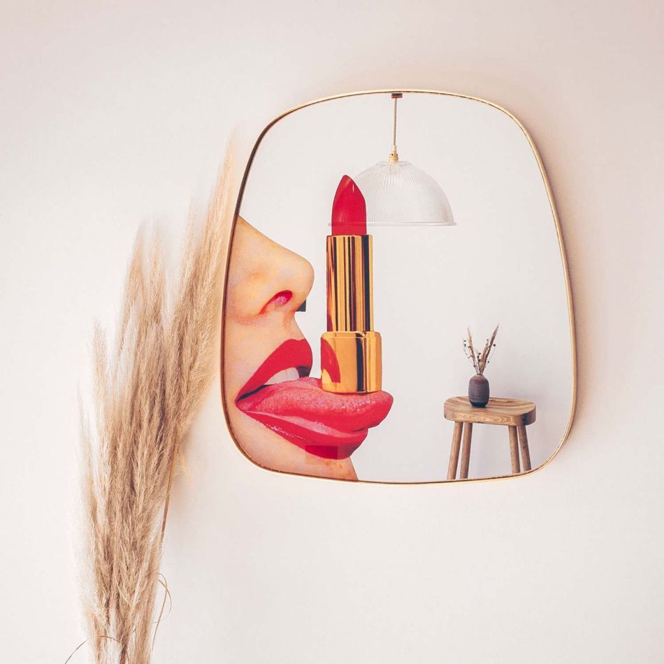 Small Lipstick Print Mirror