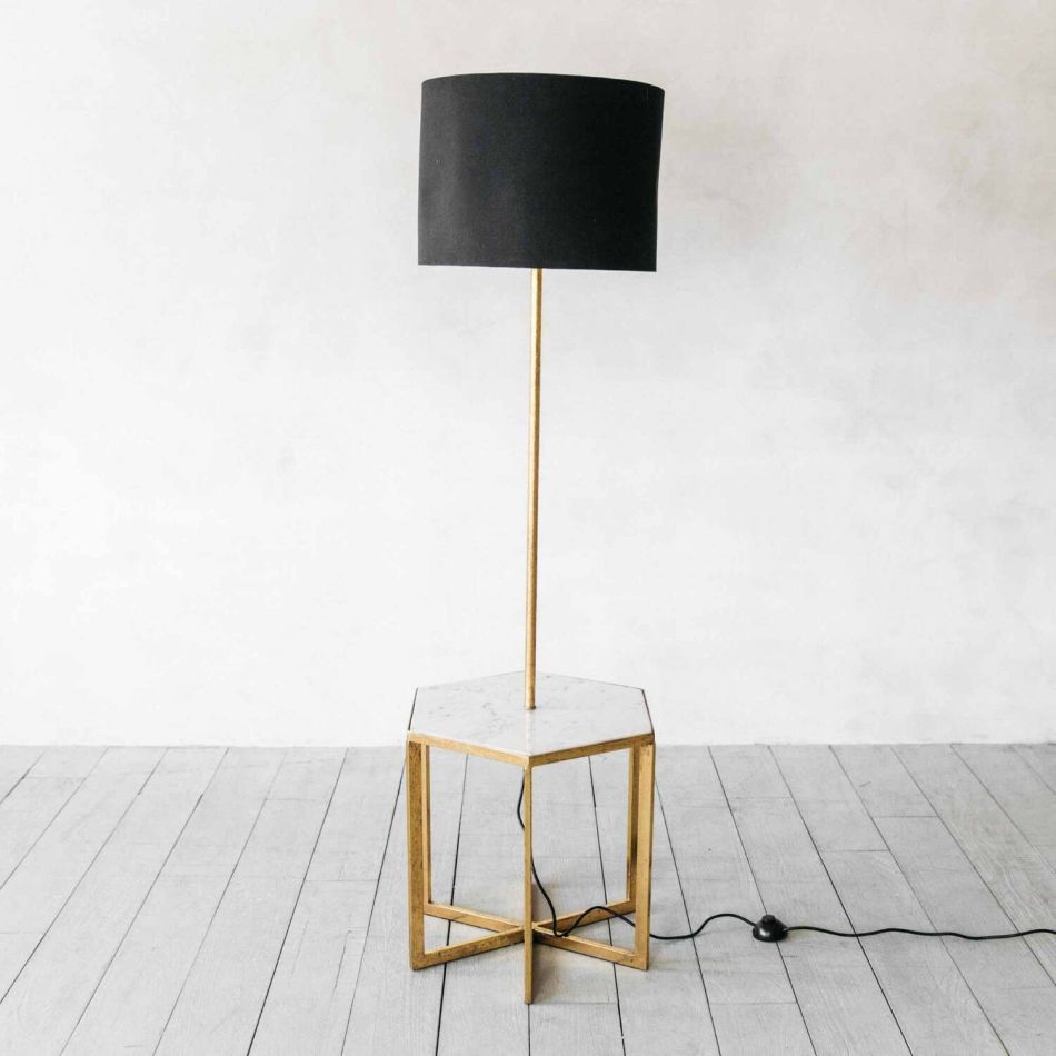 Gianna Hex Side Table with Floor Light and Shade