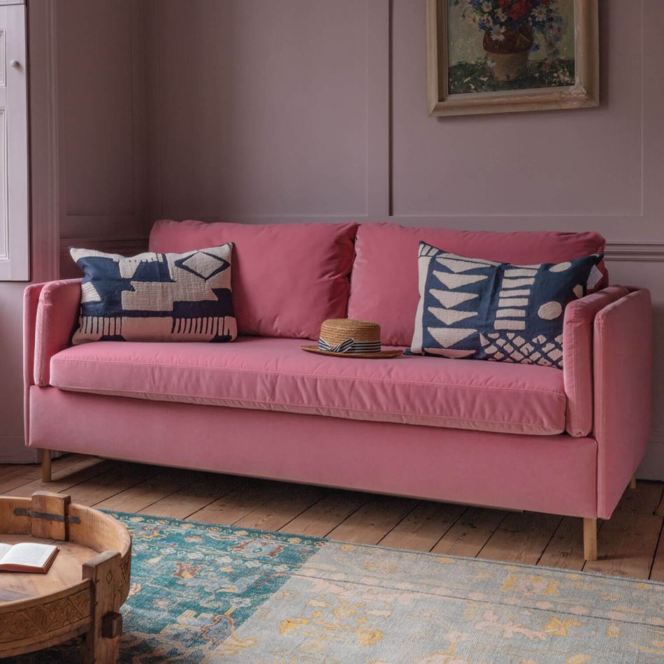 Edwina Pink Classic Velvet Sofa Bed