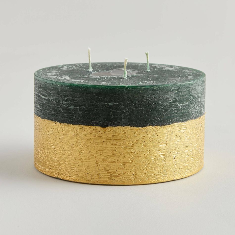 Winter Thyme Large Gold Dipped Candle