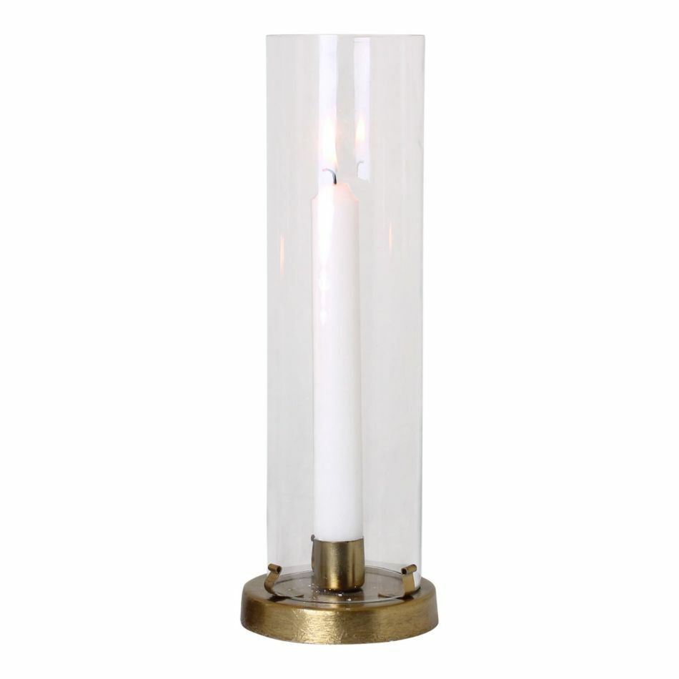 Tall Glass and Brass Candle Holder