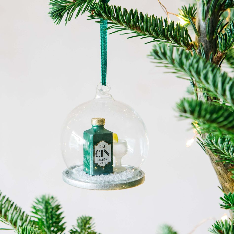 Gin and Tonic Snow Globe Bauble
